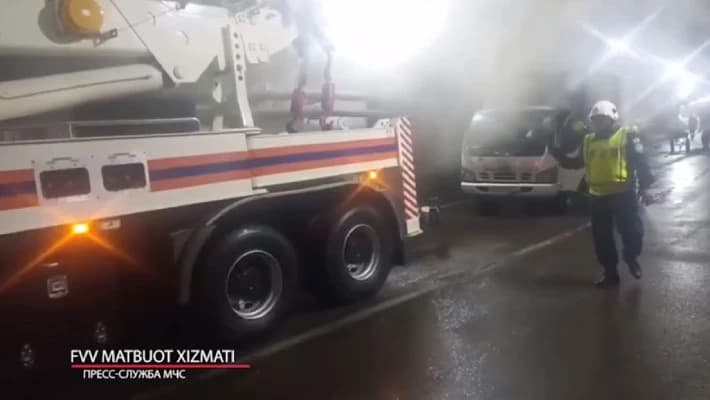 В тоннеле на перевале «Камчик» загорелся грузовик