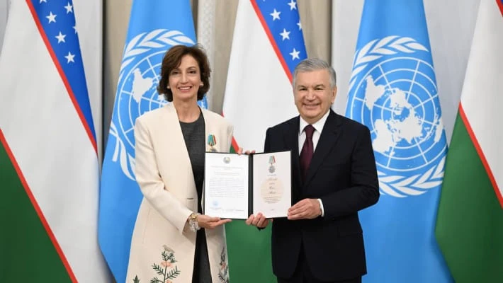 Шавкат Мирзиёев и Одри Азуле Шавкат Мирзиёев и Одри Азуле